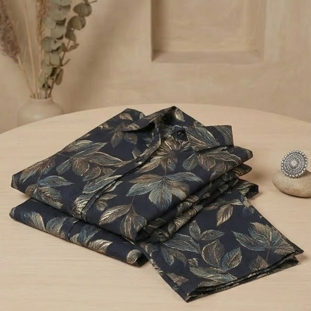 Women's Multicolor Printed Crepe Co-Ord Set | Shirt Collar Top, Trouser & Shrug